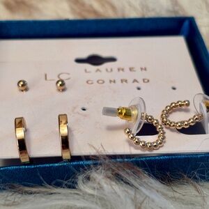 LC Lauren Conrad Gold Ball and Hoop Earring Set